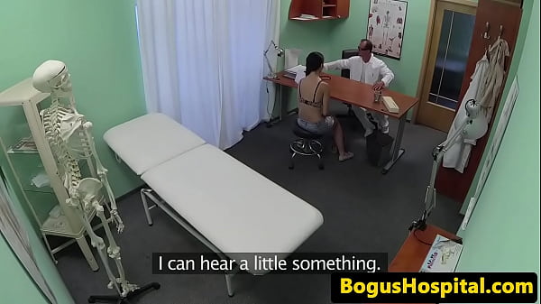 Busty eurobabe jizzed in mouth by doctor