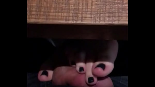 Public FootJob in restaurant