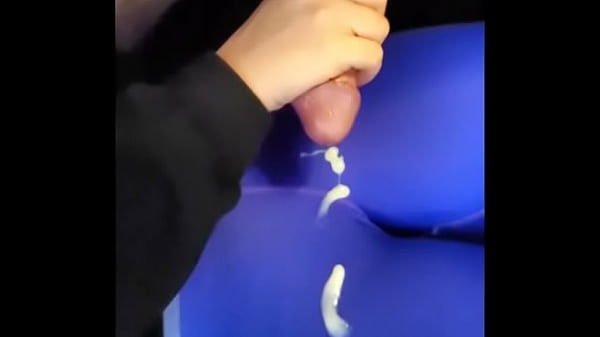 Blue Spandex Slo Motion Cumshot